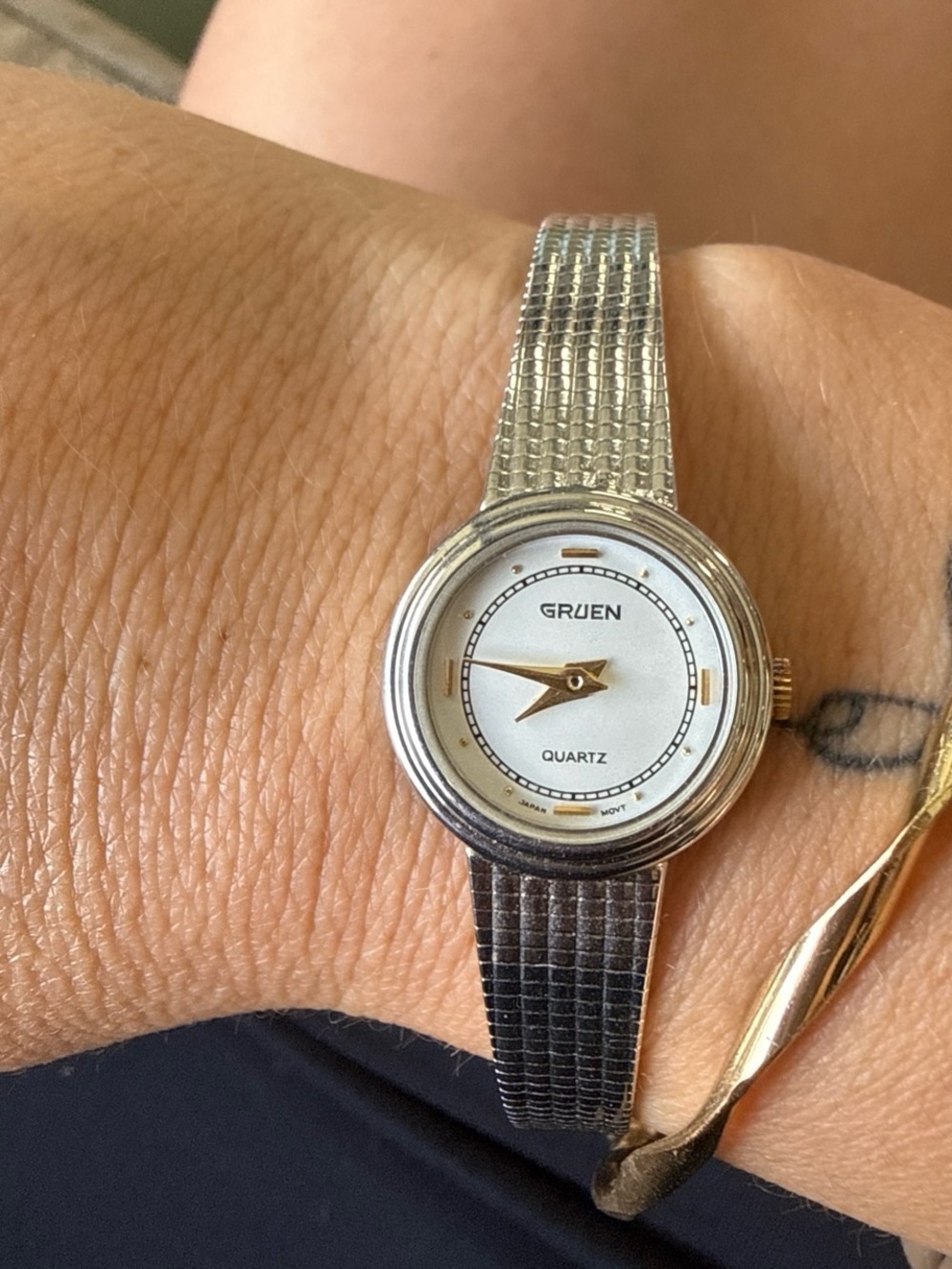 Gruen Silver-Tone Women's Quartz Watch - Silver Dial